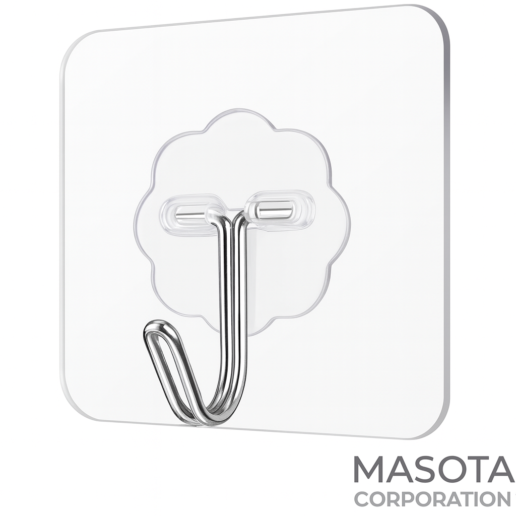 Masota Heavy Duty Self-Adhesive Wall Hooks – Damage-Free, Waterproof (Pack of 10, 15, 20 Pcs)